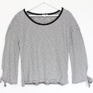 Gap Long Sleeve T Shirt Women Black White Striped Top NEW XS relaxed fit